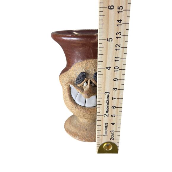 Ugly Face Pottery Mug Handmade Hand Sculpted Folk Art Coffee Cup Tea Funny Vtg - Picture 7 of 7